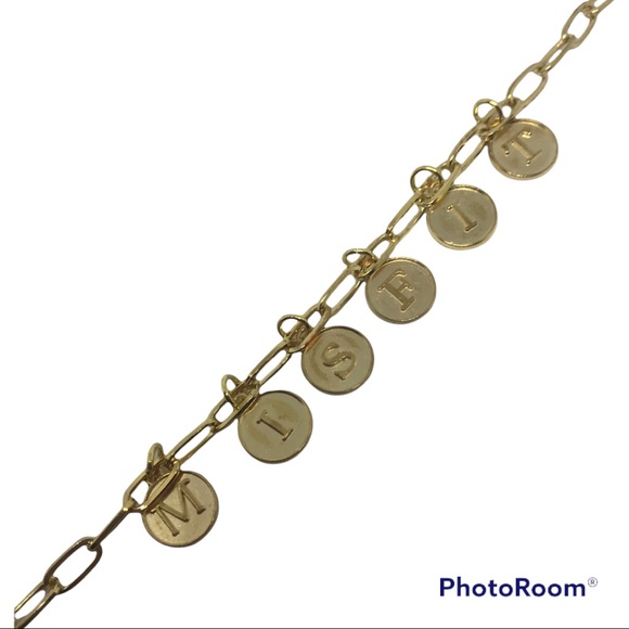 Gold Letter Charm MISFIT Charm Bracelet Handmade - Picture 4 of 5